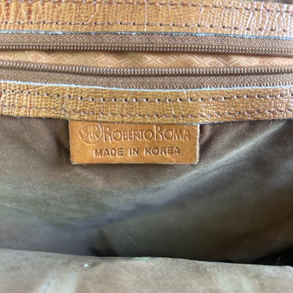 Vintage ROBERTO ROMA Italy Purse Brown Reptile Leather Satchel Weekender - Picture 12 of 16